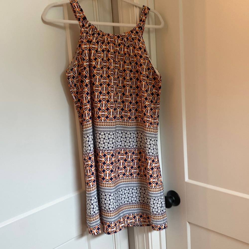 Orange/pink/navy dress bow back closure